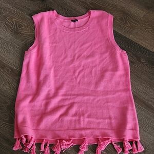 Talbots Pink Sleeveless Sweater Top with Tassels XL